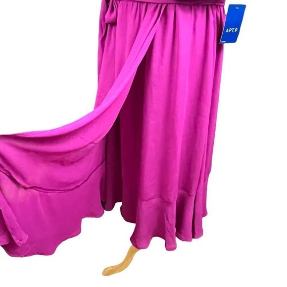 Fuchsia Blouson Wrap Skirt Midi Dress PXXL NWT - Picture 5 of 8